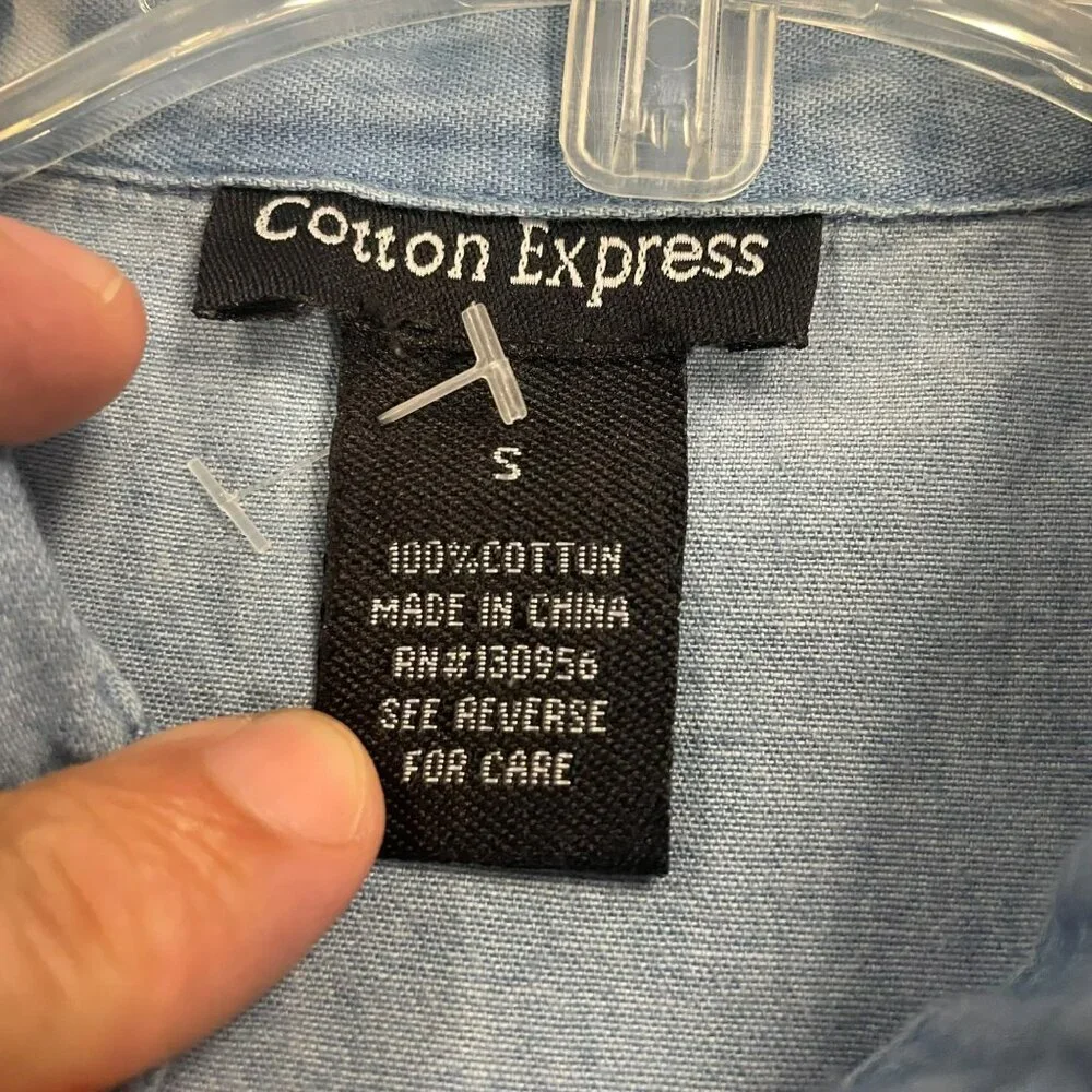 Cotton Express Womens Shift Dress Collared 3/4 Sleeve Blue Size Small - Picture 8 of 8